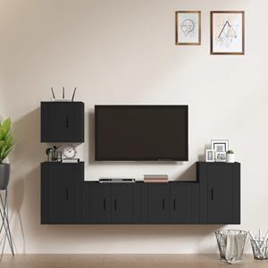 VIDAXL 5-tlg. Tv-schrank-set Schwarz Holzwerkstoff