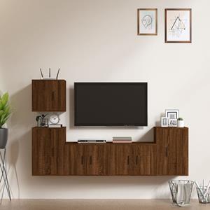 VIDAXL 5-tlg. Tv-schrank-set Braun Eichen-optik Holzwerkstoff