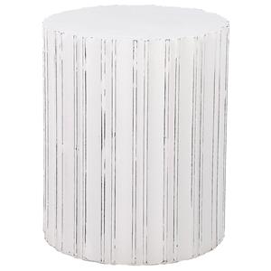 beliani Beistelltisch weiß ⌀ 45 cm rund Zylinder Form Vintage Retro Stil Deuli - Weiß