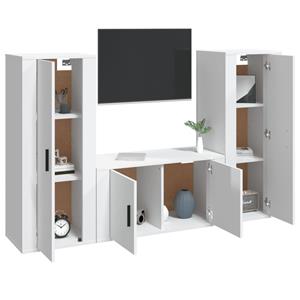 Vidaxl 3-tlg. Tv-schrank-set Hochglanz-weiß Holzwerkstoff