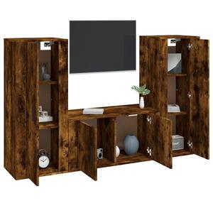 Vidaxl 3-tlg. Tv-schrank-set Räuchereiche Holzwerkstoff