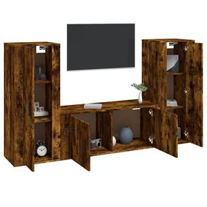 Vidaxl 3-tlg. Tv-schrank-set Räuchereiche Holzwerkstoff