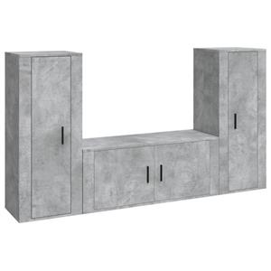 vidaXL TV-Schrank 3-tlg. TV-Schrank-Set Betongrau Holzwerkstoff (3-St)