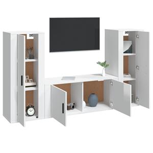 Vidaxl 3-tlg. Tv-schrank-set Hochglanz-weiß Holzwerkstoff