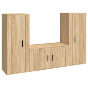 vidaXL TV-Schrank 3-tlg. TV-Schrank-Set Sonoma-Eiche Holzwerkstoff (3-St)