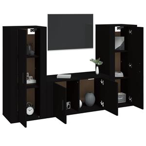 Vidaxl 3-tlg. Tv-schrank-set Schwarz Holzwerkstoff