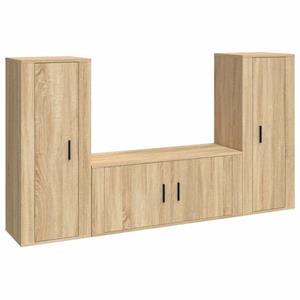 vidaXL TV-Schrank 3-tlg. TV-Schrank-Set Sonoma-Eiche Holzwerkstoff (3-St)