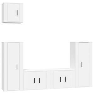 vidaXL TV-Schrank 5-tlg. TV-Schrank-Set Weiß Holzwerkstoff (5-St)