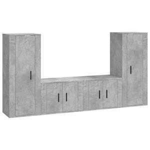 vidaXL TV-Schrank 4-tlg. TV-Schrank-Set Betongrau Holzwerkstoff (4-St)