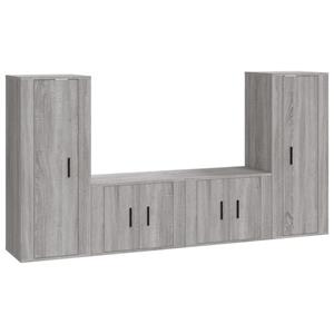 vidaXL TV-Schrank 4-tlg. TV-Schrank-Set Grau Sonoma Holzwerkstoff (4-St)