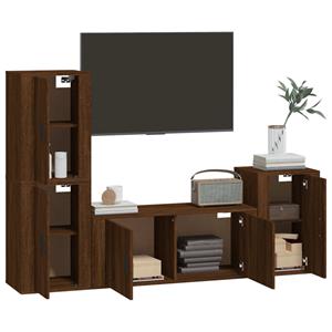 Vidaxl 4-tlg. Tv-schrank-set Braun Eichen-optik Holzwerkstoff