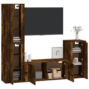 Vidaxl 4-tlg. Tv-schrank-set Räuchereiche Holzwerkstoff