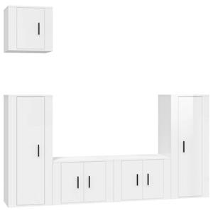 vidaXL TV-Schrank 5-tlg. TV-Schrank-Set Hochglanz-Weiß Holzwerkstoff (5-St)