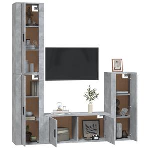 Vidaxl 4-tlg. Tv-schrank-set Betongrau Holzwerkstoff