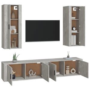 Vidaxl 4-tlg. Tv-schrank-set Betongrau Holzwerkstoff