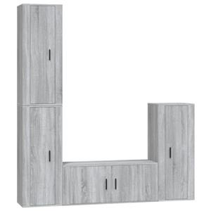 vidaXL TV-Schrank 4-tlg. TV-Schrank-Set Grau Sonoma Holzwerkstoff (4-St)