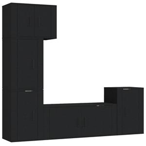 vidaXL TV-Schrank 5-tlg. TV-Schrank-Set Schwarz Holzwerkstoff (5-St)