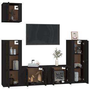 Vidaxl 5-tlg. Tv-schrank-set Schwarz Holzwerkstoff