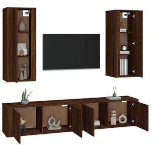 Vidaxl 4-tlg. Tv-schrank-set Braun Eichen-optik Holzwerkstoff