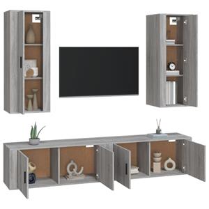 Vidaxl 4-tlg. Tv-schrank-set Grau Sonoma Holzwerkstoff