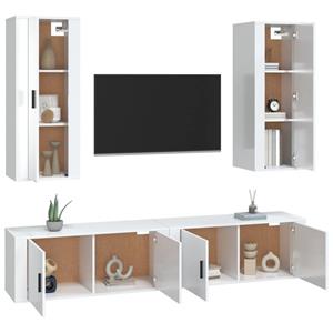 Vidaxl 4-tlg. Tv-schrank-set Hochglanz-weiß Holzwerkstoff