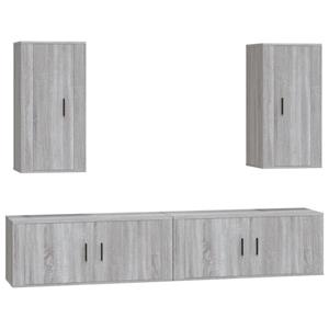 vidaXL TV-Schrank 4-tlg. TV-Schrank-Set Grau Sonoma Holzwerkstoff (4-St)