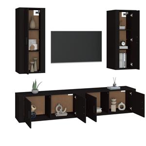 Vidaxl 4-tlg. Tv-schrank-set Schwarz Holzwerkstoff