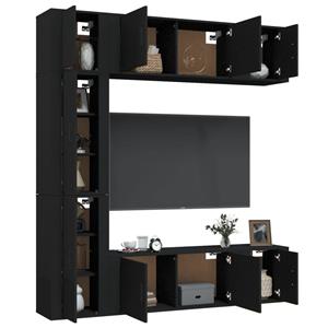 Vidaxl 7-tlg. Tv-schrank-set Schwarz Holzwerkstoff