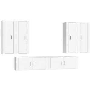 vidaXL TV-Schrank 6-tlg. TV-Schrank-Set Weiß Holzwerkstoff (6-St)