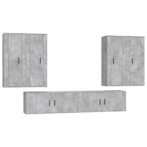 vidaXL TV-Schrank 6-tlg. TV-Schrank-Set Betongrau Holzwerkstoff (6-St)