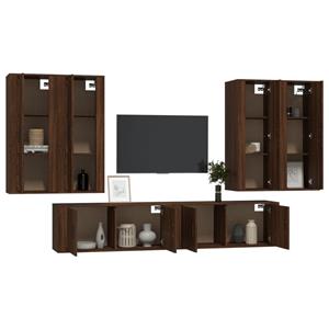 Vidaxl 6-tlg. Tv-schrank-set Braun Eichen-optik Holzwerkstoff