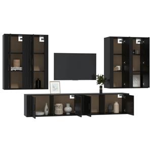 Vidaxl 6-tlg. Tv-schrank-set Schwarz Holzwerkstoff