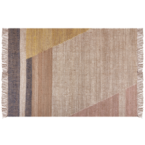 beliani Flurteppich Teppich aus Jute Braun Geometrisches Muster 160 x 230 cm Rustikal Boho - Braun