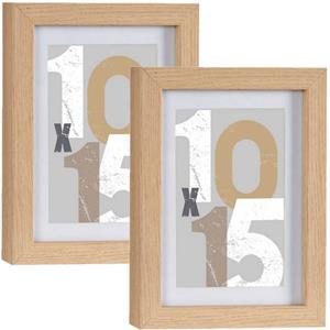 Arte r 2x stuks houten fotolijst bruin geschikt voor een foto van 10 x 15 cm of 13 x 18 cm - Fotolijsten