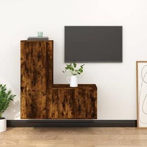 vidaXL 2-delige Tv-meubelset bewerkt hout gerookt eikenkleurig