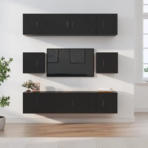 VIDAXL 8-tlg. Tv-schrank-set Schwarz Holzwerkstoff