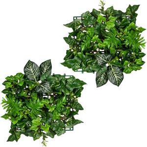 Creativ Green Künstliche Zimmerpflanze Blättermatte Philo-Efeumix, (2 St.), 2er Set