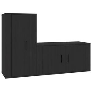 VidaXL 2-delige Tv-meubelset bewerkt hout zwart