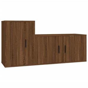 VidaXL 2-delige Tv-meubelset bewerkt hout bruineikenkleurig
