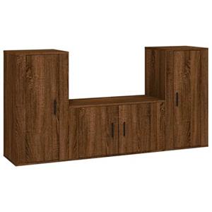 Vidaxl 3-tlg. Tv-schrank-set Braun Eichen-optik Holzwerkstoff