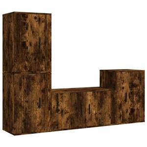 Vidaxl 4-tlg. Tv-schrank-set Räuchereiche Holzwerkstoff