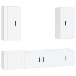 vidaXL TV-Schrank 5-tlg. TV-Schrank-Set Weiß Holzwerkstoff (5-St)