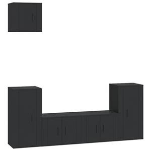 Vidaxl 5-tlg. Tv-schrank-set Schwarz Holzwerkstoff