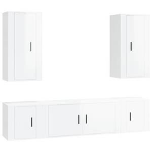 vidaXL TV-Schrank 5-tlg. TV-Schrank-Set Hochglanz-Weiß Holzwerkstoff (5-St)