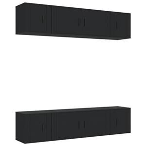 Vidaxl 6-tlg. Tv-schrank-set Schwarz Holzwerkstoff