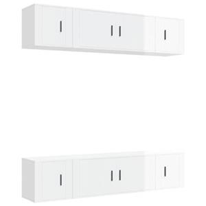 Vidaxl 6-tlg. Tv-schrank-set Hochglanz-weiß Holzwerkstoff