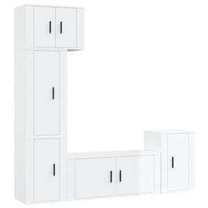 Vidaxl 5-tlg. Tv-schrank-set Hochglanz-weiß Holzwerkstoff