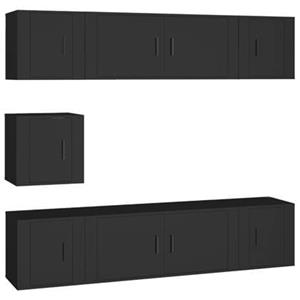 Vidaxl 7-tlg. Tv-schrank-set Schwarz Holzwerkstoff