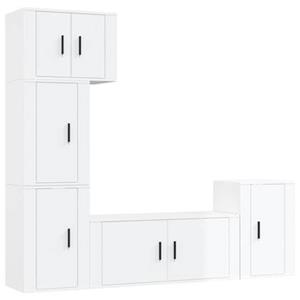 Vidaxl 5-tlg. Tv-schrank-set Hochglanz-weiß Holzwerkstoff