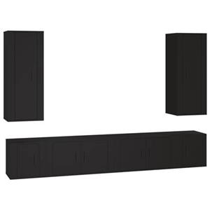 Vidaxl 6-tlg. Tv-schrank-set Schwarz Holzwerkstoff